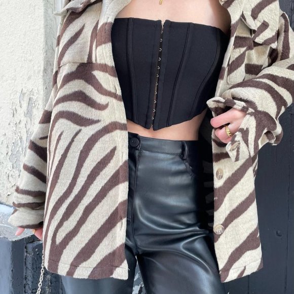 Zebra print button up Princess Polly Jacket - Picture 3 of 3